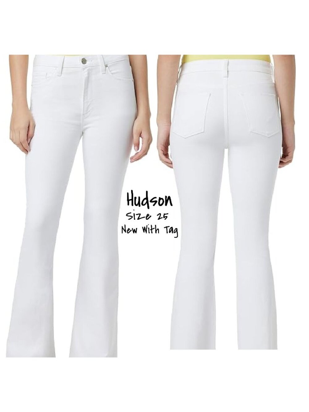 Hudson Women's Holly High-Rise Flare Barefoot White Size 25 New With Tag